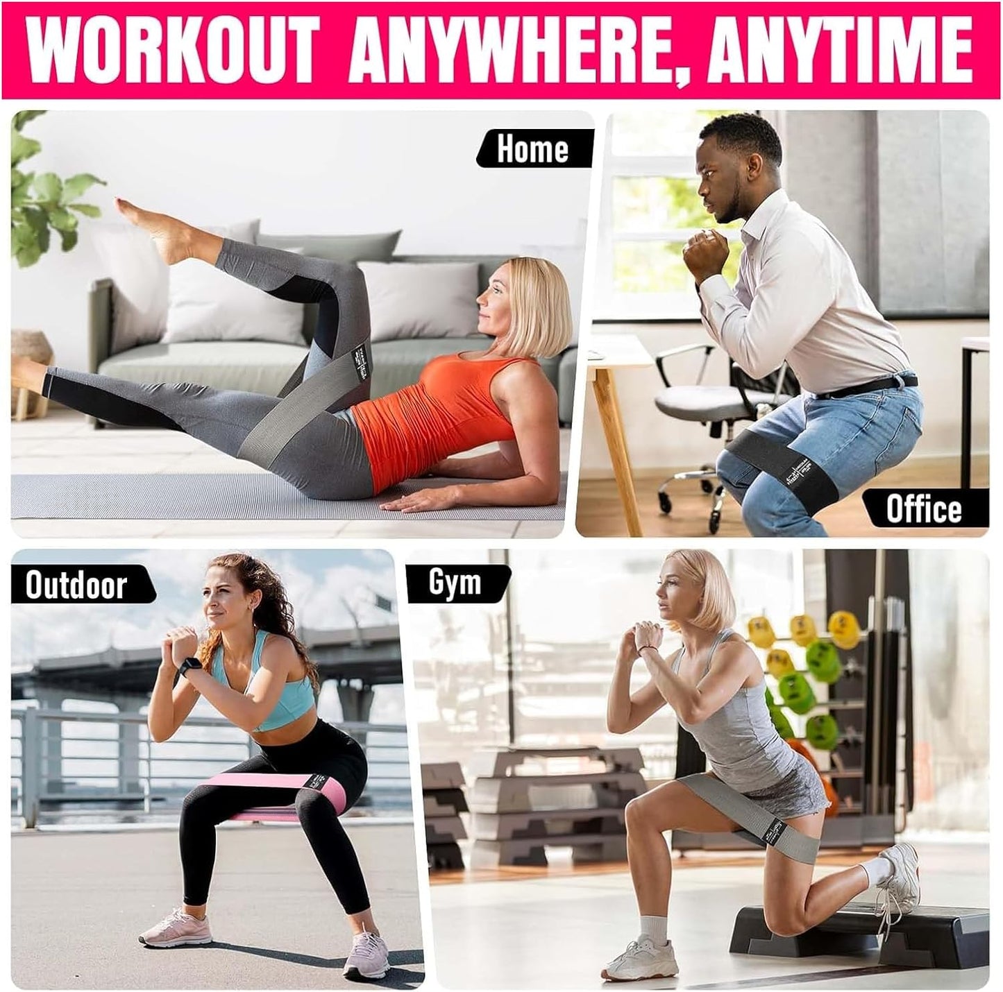 Fabric Resistance Bands, Hip and Leg Shaping Bands, Elastic Bands of Different Levels, Suitable for Both Men and Women for Yoga, Rehabilitation, Pilates, Fitness and Home Workouts