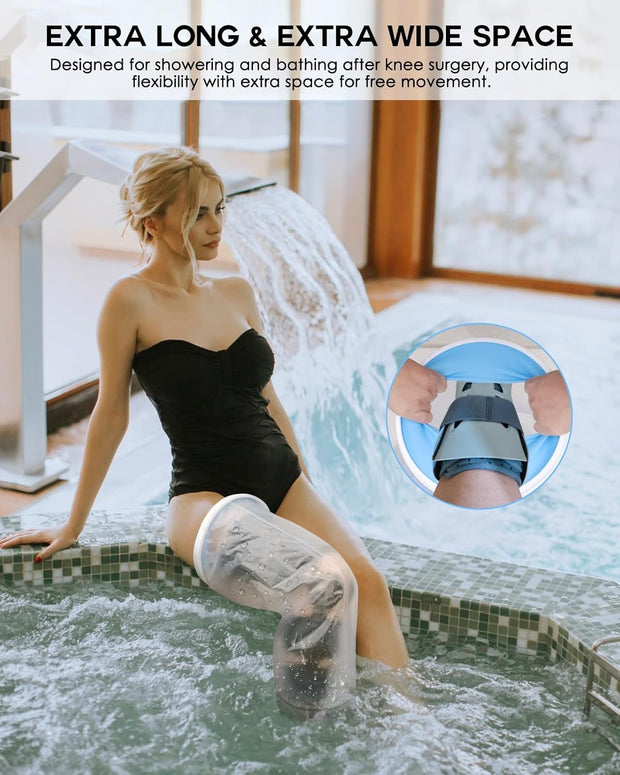Waterproof Extra Wide Full Leg Cast Cover for Shower with Non-Slip Bottom, Extra Large Watertight Leg Cast Protector for Thigh Foot Ankle Surgery Wounds, Knee Immobilizer/Brace, Walking Boots,Reusable