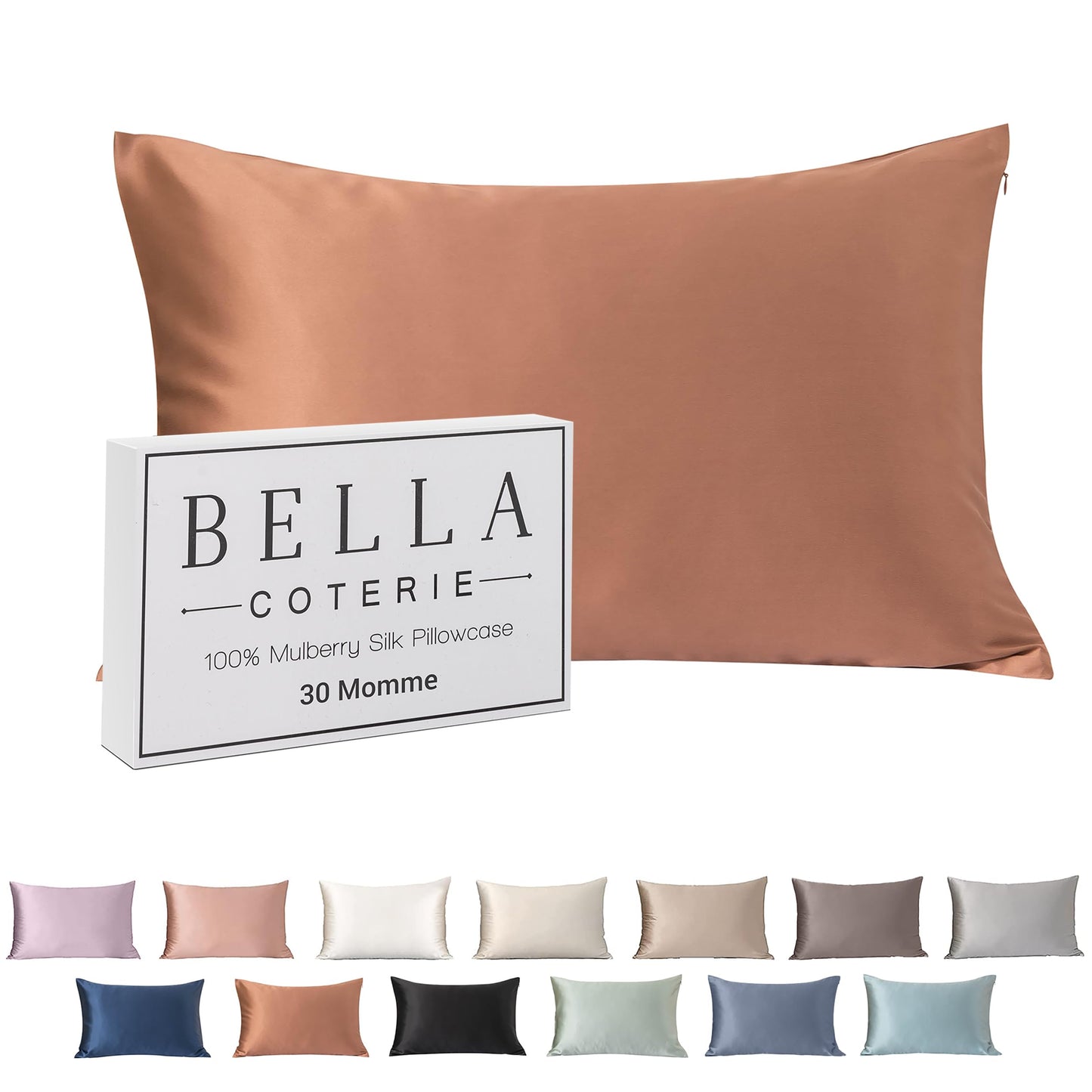 Bella Coterie Luxury Silk Pillowcase for Hair and Skin | 30 Momme | 100% Pure 6A Mulberry Silk | Super Soft | Perfectly Plush [Queen, White]