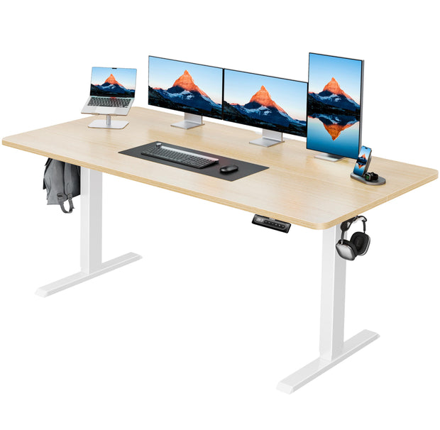 HUANUO 48" x 24" Electric Standing Desk Adjustable Height, 4 Memory Height Settings, Headphone Hook, Cable Manager, Sit Stand Up Desk for Home Office & Computer Workstation, Black