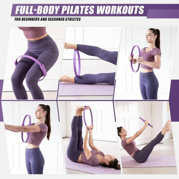 Pilates Ring Circle, 14" Magic Circle Pilates Rings for Focusing on Toning Inner Thighs, Arms, and Core, Fitness Exercise Ring Workout Ring for Yoga and Pilates