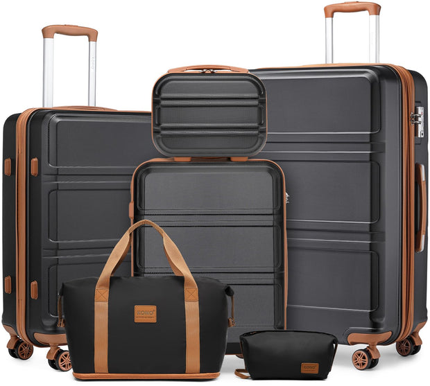 Kono 3 Piece Luggage Sets Expandable(only 28") Lightweight with Spinner Wheels TSA Lock Hardside Travel Rolling Suitcases 20in 24in 28in Carry on Pink