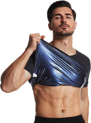 Sauna Shirt for Men,Heat-Trapping Short-Sleeve Sweat Suit, Compression T-Shirt,Body Shaper Vest for Gym Exercise