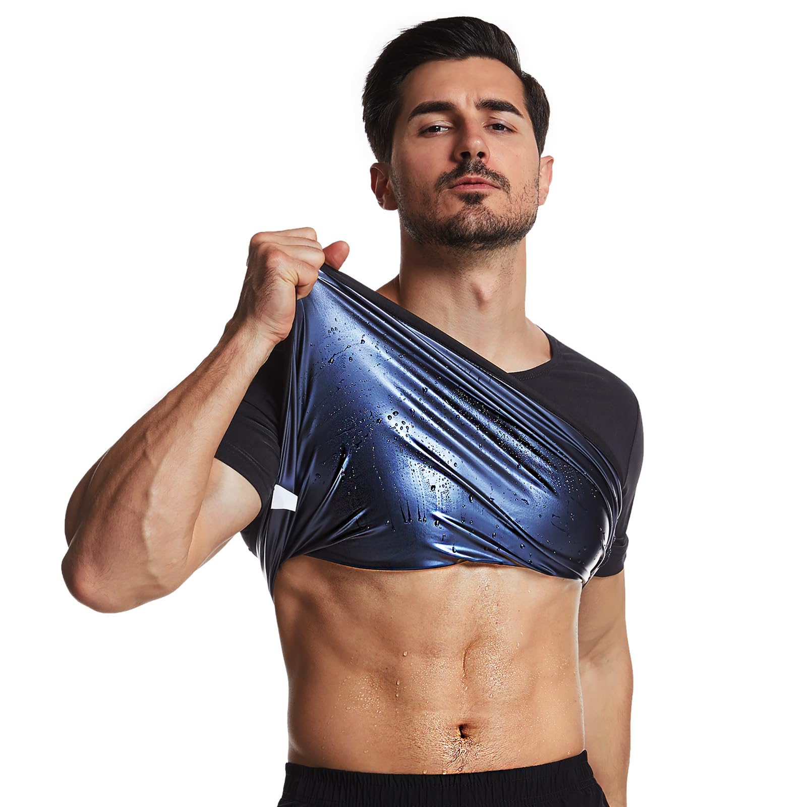Sauna Shirt for Men,Heat-Trapping Short-Sleeve Sweat Suit, Compression T-Shirt,Body Shaper Vest for Gym Exercise
