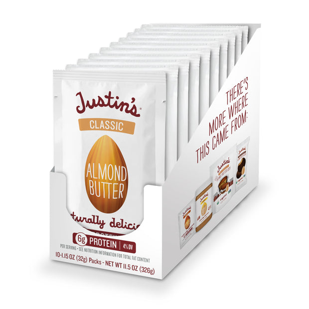 Justin's Honey Almond Butter Squeeze Packs, Gluten-free, Non-GMO, Sustainably Sourced, 1.15 Ounce (10 Pack)