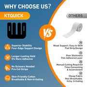 PreCut Kinesiology Tape for Knees, 12PCS Upgraded Waterproof KTQUICK Knee Tape for Knee Pain Relief Pre Cut, Original Cotton Athletic Knee Tape, Waterproof&Hypoallergenic Latex-Free for Sports (Black)