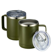 MEWAY 12oz Coffee Mug With Handle and Sliding Lid,Stainless Steel Travel Tumbler Cup with Handle,Double Wall Vacuum Insulated Camping Cup for Hot & Cold Drinks Tea (Purple,Set of 1)