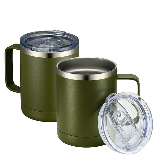 MEWAY 12oz Coffee Mug With Handle and Sliding Lid,Stainless Steel Travel Tumbler Cup with Handle,Double Wall Vacuum Insulated Camping Cup for Hot & Cold Drinks Tea (Purple,Set of 1)