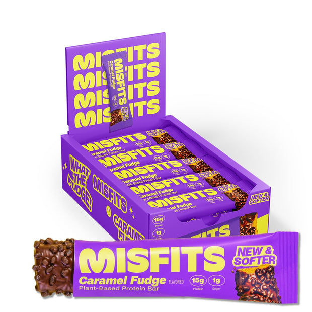 Misfits Vegan Protein Bars - Updated Gluten Free Recipe | Plant Based, Low Sugar & Carb, High Fiber Snacks | Variety Pack of 12 (4 Flavors)