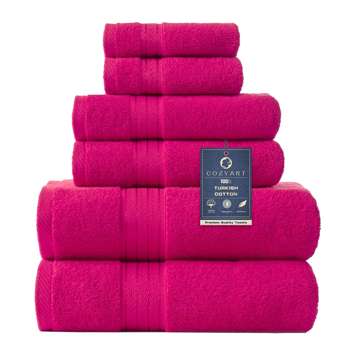 COZYART Burnt Orange Bath Towel Set for Bathroom Turkish Cotton Thick Soft Absorbent Durable 650 GSM Towel Sets of 6, 2 Large Bath Towels, 2 Hand Towels, 2 Washclothes
