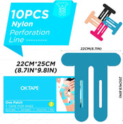 OK TAPE Nylon Kinesiology Tape for Knee, 10 Pcs Stretchable on Four Sides Precut Strips, Athletic Tape for Knee Support & Stability,Breathable and Hypoallergenic, Beige