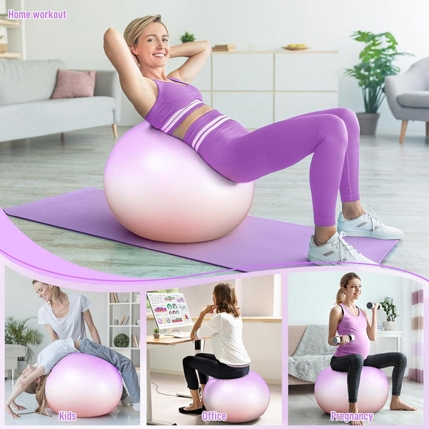 Sportneer Extra Thick Exercise Ball - 25.6''Yoga Ball with Quick Pump - Anti-Burst and Slip Resistant Fitness Ball Chair for Pregnancy and Physical Therapy