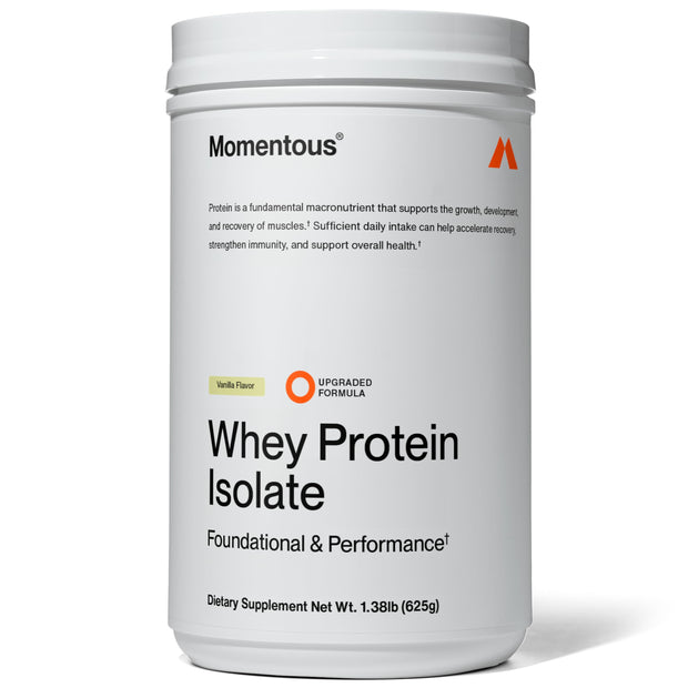 Momentous | Essential Grass-Fed Whey Protein Isolate, 24 Servings Per Pouch for Essential Everyday Use, Gluten-Free, NSF Certified (Chocolate)