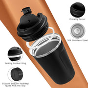 Travel coffee mugs leak-proof, reusable coffee cups with lids, stainless steel vacuum thermos coffee tumblers,thermal insulation cups for men and women keep hot & cold drinks(2nd-Black, 12OZ)