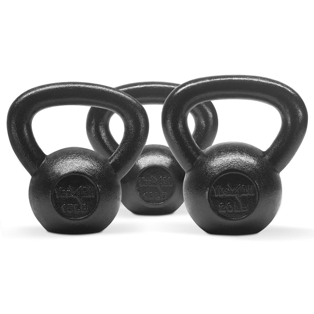 Yes4All Kettlebell Cast Iron Sets 5 - 10 - 15 - 20 - 25 - 30 lbs, Multi-Level from Beginners to Pros Kettlebell Set for Strength Training & Home Gym Equipment