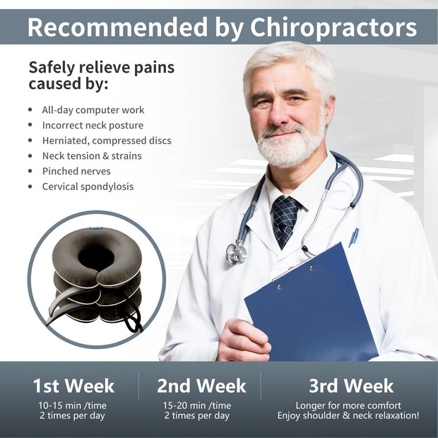 S Cervical Neck Traction Device for Instant Neck Pain Relief - Inflatable & Adjustable Neck Stretcher Neck Support Brace, Neck Traction Pillow for Home Use Neck Decompression