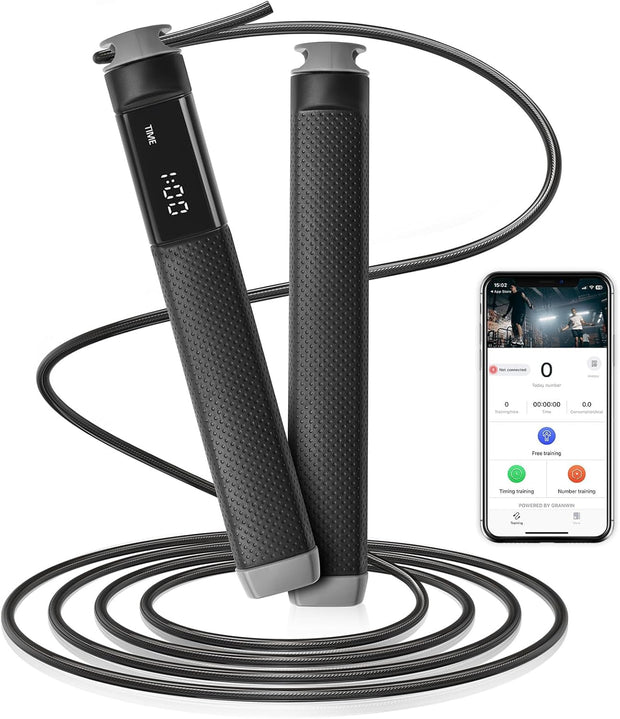 KYTO Smart Jump Rope, High Speed Jump Rope with Counter, Workout Jumping Rope with Steel Ball Bearings, Adjustable Length Speed Skipping Rope, Skipping Rope with App, Fitness Gifts for Adults, Kids