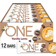 ONE Coffee Shop Caffeinated Protein Bars, Caramel Macchiato, Gluten Free with 20g Protein and 65mg of Caffeine Energy, Pantry Staples, 2.12 oz (12 Count), Packaging May Vary