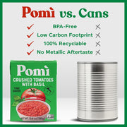 Pomì Crushed Tomatoes with Basil - Creamy, Velvety Italian Sauce, No Salt, Additives/Preservatives, GMO-Free, Gluten-Free, 100% Fresh Tomatoes, 13.8oz (Pack of 12)