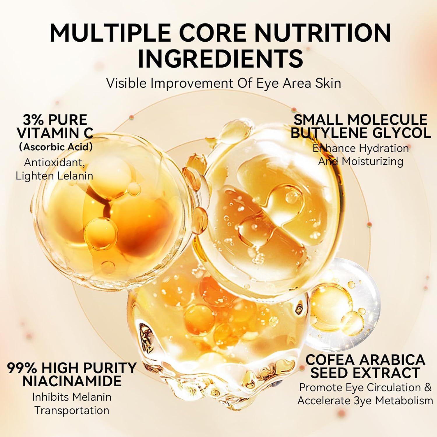 LANBENA Vitamin C Under Eye Patches for Dark Circles and Puffy Eyes, Cooling Eye Masks for Eye Bags, Fine Lines & Wrinkles Reduce, Anti-Aging, with Niacinamide Hydra-Gel Collagen-30 Pairs
