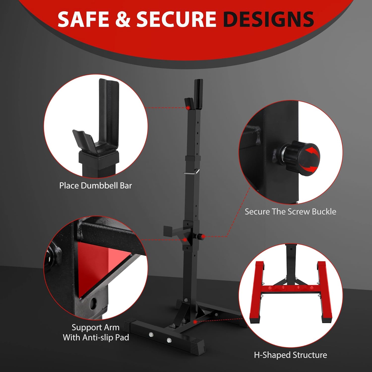 F2C Max Load 550Lbs Pair of Adjustable 41"-66" Rack Sturdy Steel Squat Barbell Free Bench Press Stands GYM/Home Gym Portable Dumbbell Racks Stands