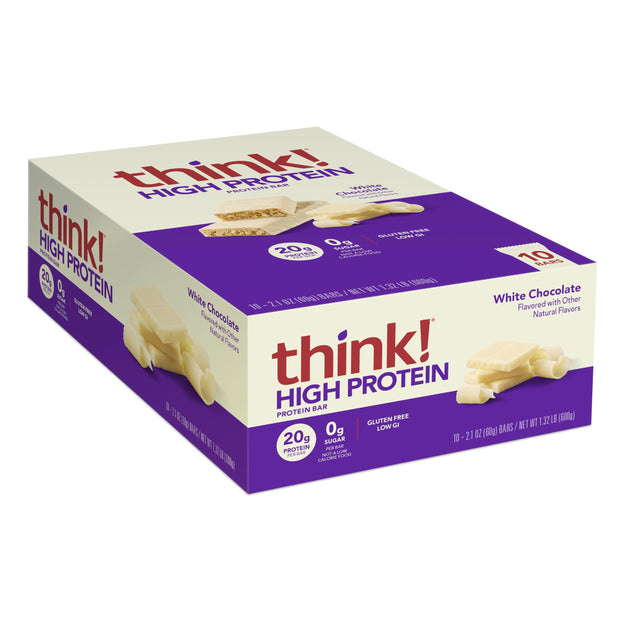 think! Protein Bars, High Protein Snacks, Gluten Free, Kosher Friendly, Creamy Peanut Butter, Nutrition Bars, 2.1 Oz per Bar, 12 Count (Packaging May Vary)
