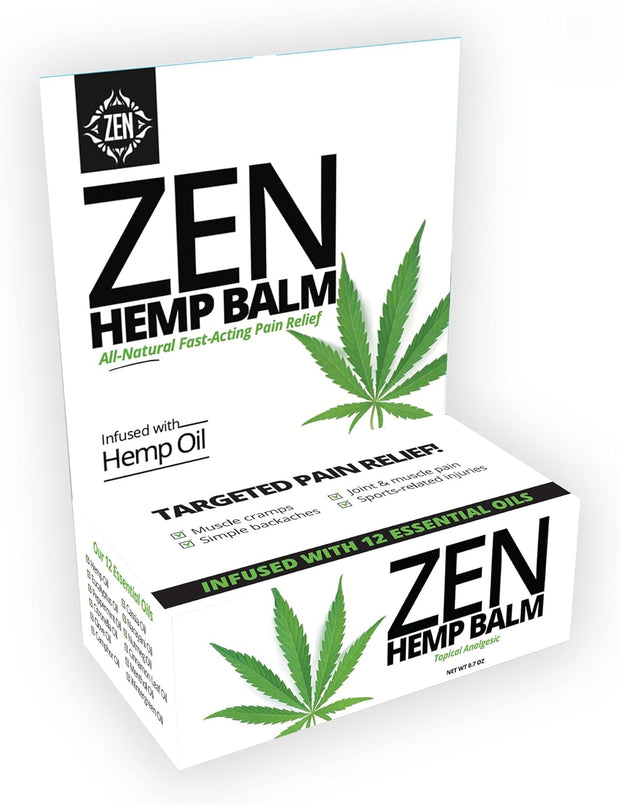 ZEN Hemp Balm for Relief, Hemp Oil Extract for Joints, Back, Neck and Elbows, Hemp Infused Topical Cream - 0.7 oz (Pack of 1)