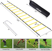 Ohuhu Agility Ladder Speed Training Set 12 Rung 20ft Exercise Ladders with Ground Stakes for Soccer Football Boxing Footwork Sports Fitness Training Ladder with Carry Bag