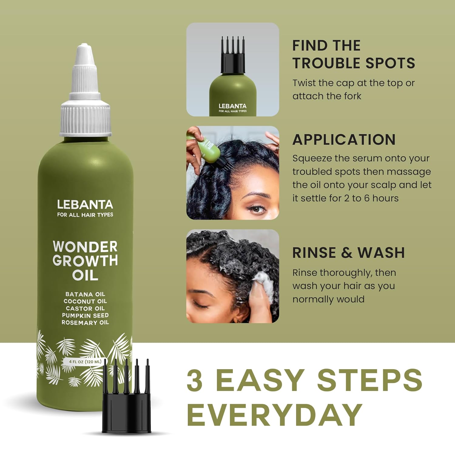 Batana Oil For Hair Growth - 100% Pure, Raw & Natural Blend With Organic Castor, Pumpkin Seed, Coconut and Rosemary Oil - Thicker, Stronger Hair For Men & Women Scalp (1 Pack)
