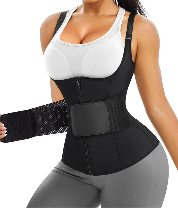 Nebility Waist Trainer for Women Corset Shapewear with Zipper Women's Waist Cincher Tank Top with Adjustable Straps