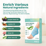 Welnove Moisturizing Heel Socks - 2 Pairs Aloe Vera Extract Infused Gel Lining for Dry Feet - Cracked Heel Repair Treatment - Cotton Socks for Women Men Foot Care (Regular Sizes)