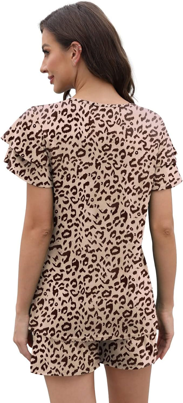 WIHOLL Summer Outfits for Women 2 Piece Short Sleeve V Neck Lounge Sets Casual