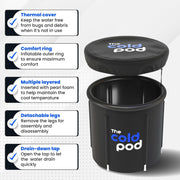 The Cold Pod Insulated Cold Plunge Tub Bundle - 85Gal Ice Bath Round Tubs with Energy Saving Multi-Layer Cover - Chiller Compatible&Silver Reflective