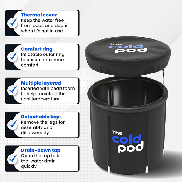 The Cold Pod Ice Bath Tub for Athletes XL: Cold Plunge Tub Outdoor with Cover,116 Gallons Portable Ice Bath Cold Water Therapy Plunge Pool,Large Ice Tub for Cold Dippers at Home