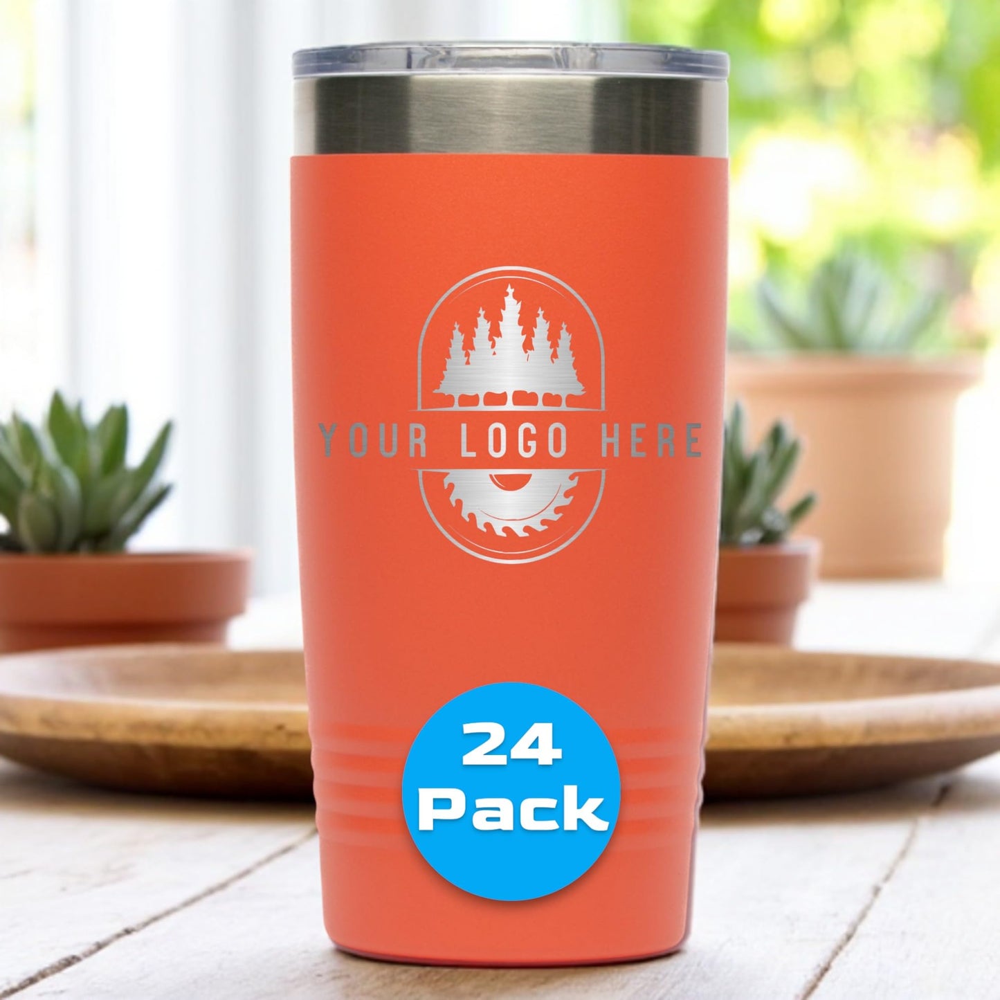 20oz Stainless Steel Tumbler - Upload Your Logo, Custom Engraved, Double Wall Vacuum Insulated Travel Mug, Ideal for Corporate Gifts, Events, and Sports Teams