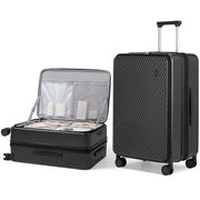 mixi 24 Inch Large Expandable Checked Luggage PC Hard Shell Suitcase Top Opening Rolling Travel Suitcases with Spinner Wheels & TSA Lock, Smoke White