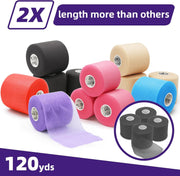 OK TAPE Pre Wrap Tape (4-Rolls) - Athletic Foam Underwrap for Sports, Protect for Ankles Wrists Hands and Knees, 2.75 Inches x 30 Yards - Black/Pink/Beige/White