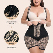 Women's Fajas Colombianas Shapewear Tummy Control Body Shaper Leopard Printed High Compression Garment SW11, Black