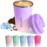 Travel coffee mugs leak-proof, reusable coffee cups with lids, stainless steel vacuum thermos coffee tumblers,thermal insulation cups for men and women keep hot & cold drinks(2nd-Black, 12OZ)