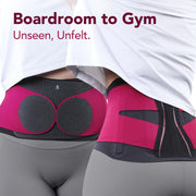 Ultra Thin Back Brace for Lower Back Pain Women, Enhanced Lumbar Support System, Seamless Yoga Fabric, Slim-Fit & Invisible, Wear under Clothes, Sciatica, Posture, Lifting, Rose, Size L