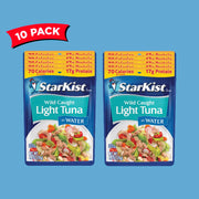 StarKist Chunk Light Tuna in Water, 2.6 oz Pouch (10 Pack) Ready to Eat Wild Caught Tuna, 17g Protein, 70 Calories Per Serving, Gluten Free, Soy Free, Kosher, Perfect for Salads, Keto Meals and Snacks