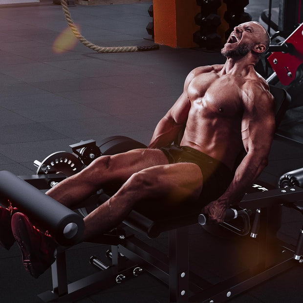 RITFIT Leg Extension and Curl Machine, 700LB Adjustable Leg Curl Machine, Seated Leg Extension and Lying Curl Machine for Home Gym, Leg Workout Equipment Compatible with 1'' and 2'' Weight Plates