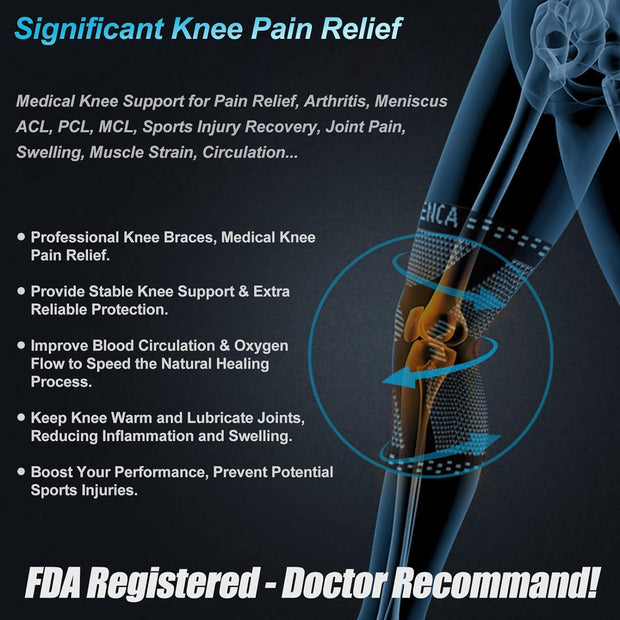 NEENCA Professional Knee Brace for Pain Relief, Medical Knee Support with Patella Pad & Side Stabilizers, Compression Knee Sleeve for Meniscus Tear, ACL, Joint Pain, Runner, Workout - FSA/HSA Eligible