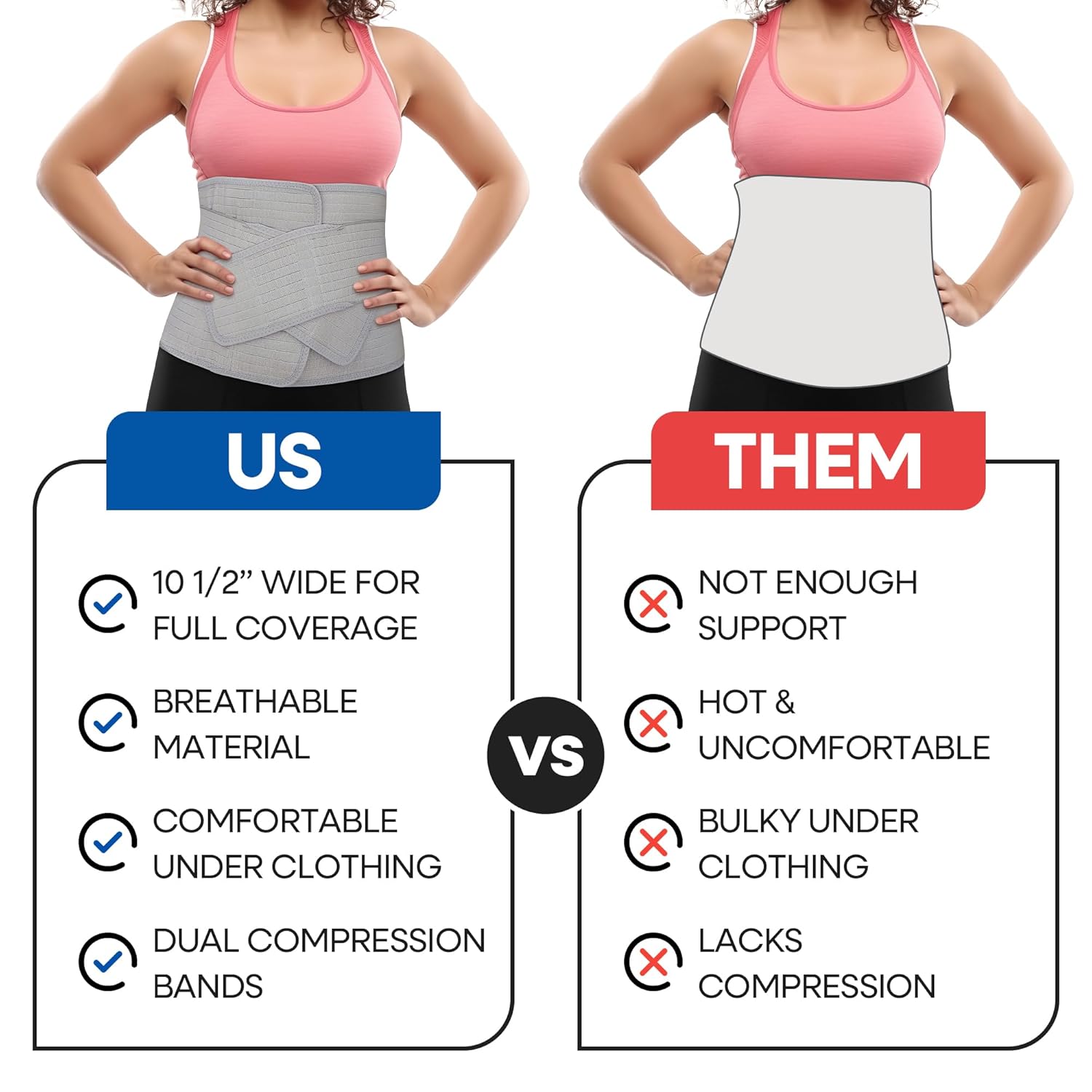 Abdominal Binder Post Surgery Tummy Tuck - Postpartum Belly Band Wrap | Post C Section Belly Binder Recovery | Stomach Compression Hernia Belt For Men or Women After Pregnancy, Hysterectomy S/M