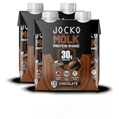 Jocko-Fuel Protein Shake, 2 Box with 4 Bottle - Ready to Drink, Grass-Fed Whey, No Artificial Sweeteners, Keto-Friendly, Low-Carb, High-Protein, Meal Replacement, Recovery, Fitness (11 Fl Oz, Chocolate)