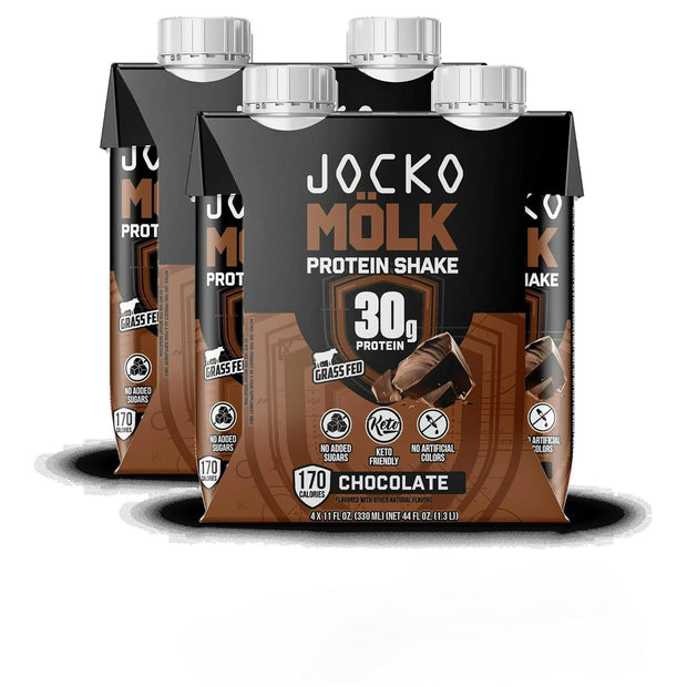 Jocko-Fuel Protein Shake, 2 Box with 4 Bottle - Ready to Drink, Grass-Fed Whey, No Artificial Sweeteners, Keto-Friendly, Low-Carb, High-Protein, Meal Replacement, Recovery, Fitness (11 Fl Oz, Chocolate)