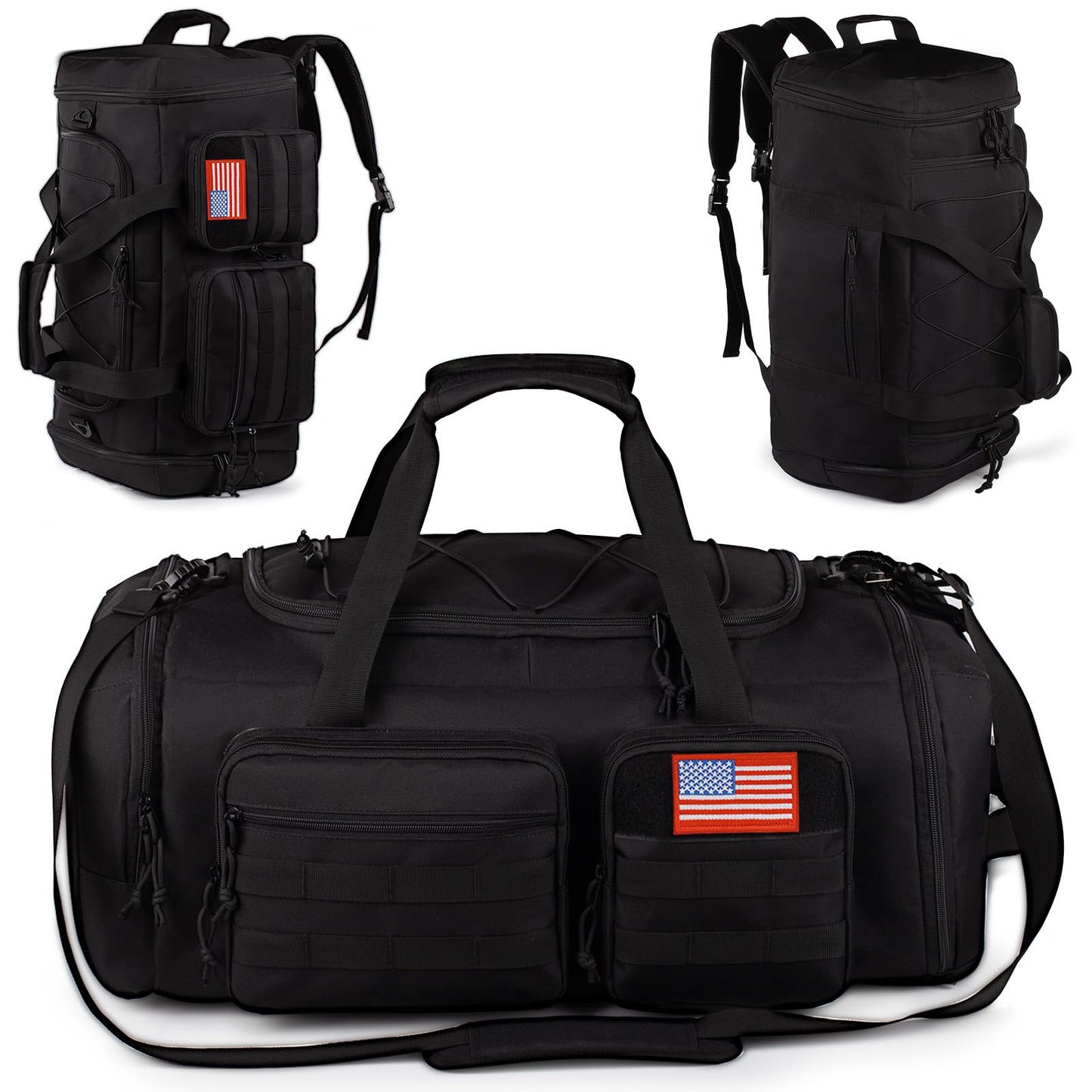 Tactical Gym Bag for Men，50L Large 3 in 1 Sports Duffle Bag with Shoes Compartment for Travel,Water Resistant Travel Backpack Weekender Overnight Bag with Wet Pocket for Women
