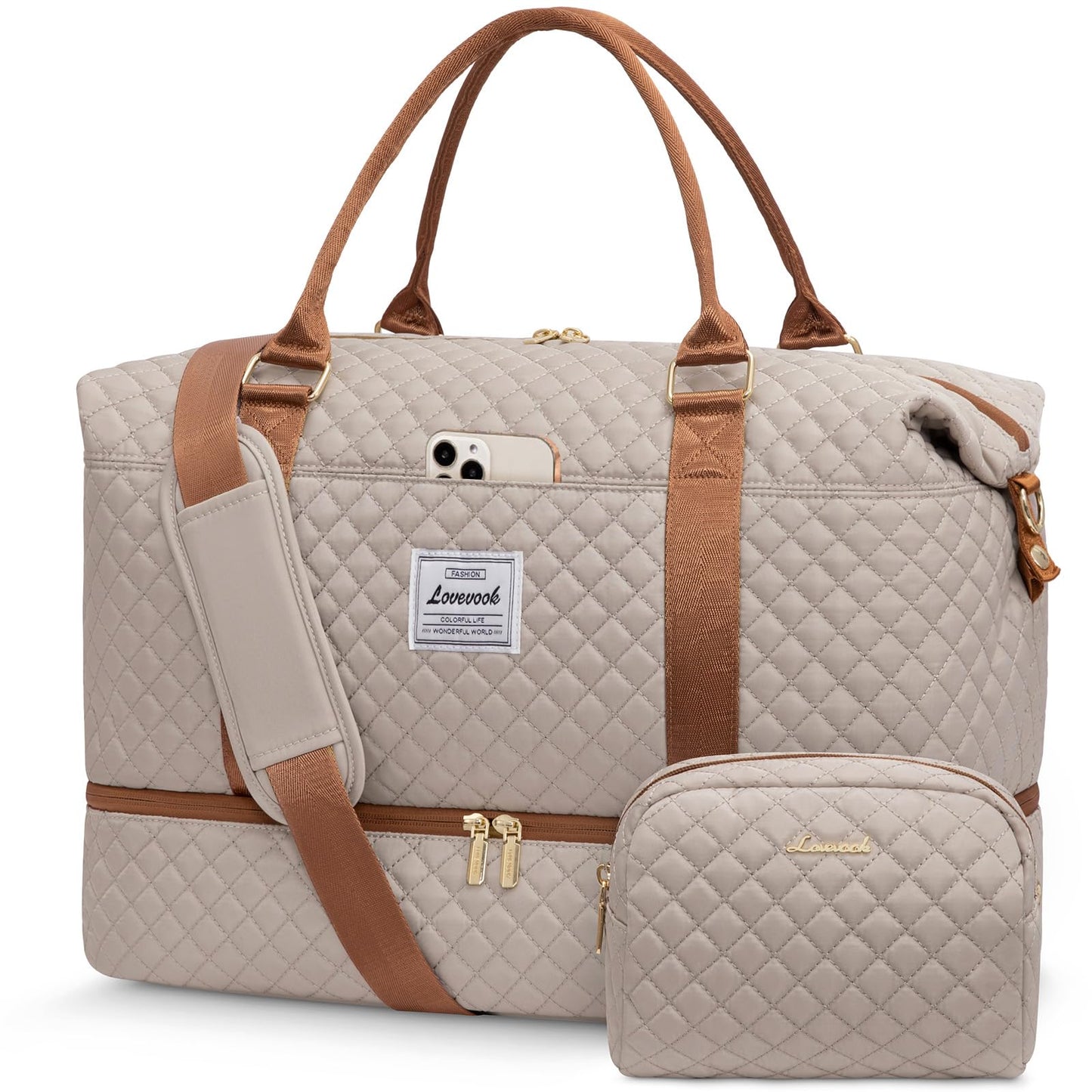 LOVEVOOK Travel Duffle Bag,Weekender Bags for Women with Shoe Compartment，Carry on Overnight Bag with Toiletry Bag,Gym Duffel Bag with Wet Pocket, Hospital Bags for Labor and Delivery