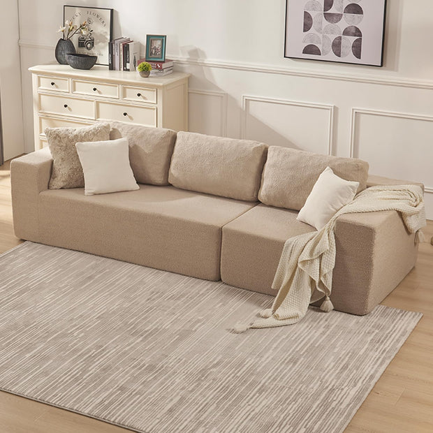 106" Cloud Sectional Couch, Left/Right Facing Convertible Sofa with Deep Seat, L-Shape Modular Upholstered Foam Couch for Living Room Bedroom, No Assembly Required (Corduroy Fabric, Beige)