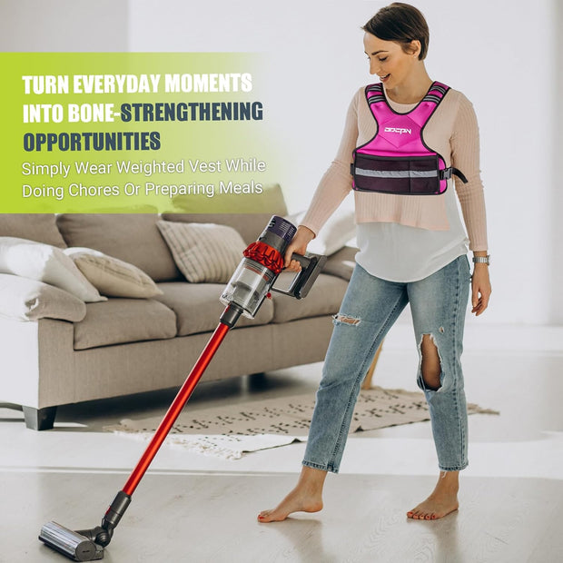 Weighted Vest Adjustable Weights for Women, 6-12 Lbs Weight Vest for Walking with Plus Size Pocket, Ruck Vest with 6 Ironsand Weights & Reflective Strip for Running, Workouts & Strength Training